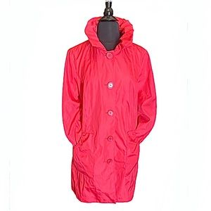 Dennis Basso Rain coat. Vintage rain coat. hoodie rain jacket hot pink coat